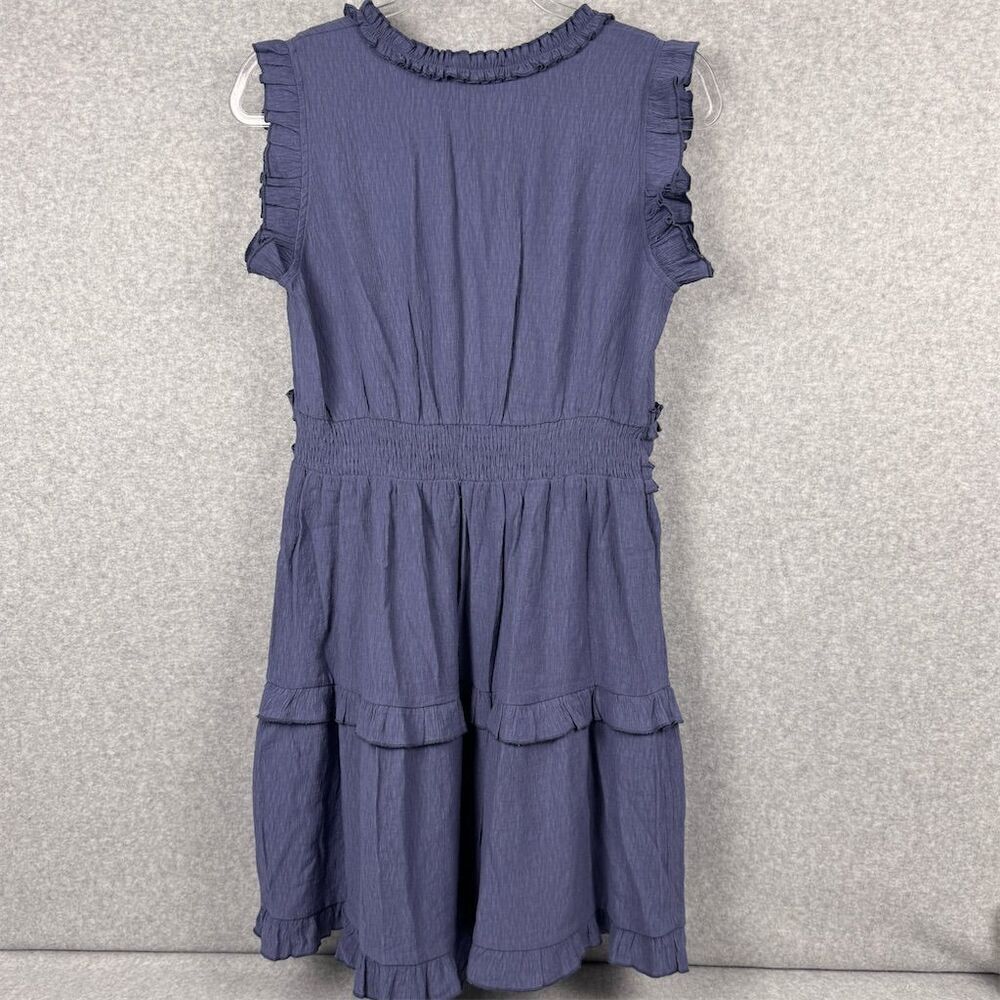 PINCH Women's Sleeveless V Neck Ruffle Mini Dress Blue Size Large - Picture 5 of 9